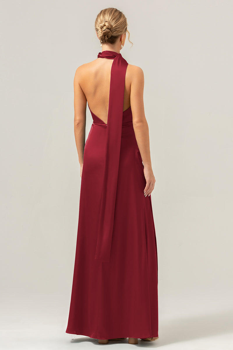 Load image into Gallery viewer, Peacock Sheath V-Neck Backless Long Bridesmaid Dress with Slit