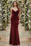 Mermaid Velvet Black Spaghetti Straps Long Holiday Dress