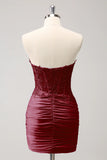 Fuchsia Sweetheart Corset Tight Graduation Dress with Beading