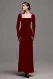 Velvet Black Long Sleeves Sheath Formal Dress
