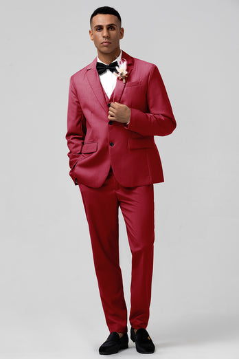 Coral Notched Lapel Single Breasted 3 Pieces Men's Suits