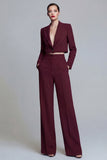 Dark Green Peak Lapel One Button 2-piece Women's Work Suits