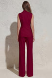 White Notched Lapel Ruched Slim Fit Women's Work Suit