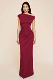 Plum Mermaid Ruched One Shoulder Long Formal Dress