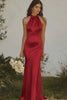 Load image into Gallery viewer, Light yellow Halter Mermaid Satin Bridesmaid Dress