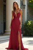 Sheath Champagne Stretch Satin Spaghetti Straps Long Prom Dress