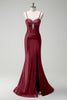 Load image into Gallery viewer, Dark Green Mermaid Beaded Corset Satin Long Prom Dress with Slit