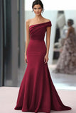 One Shoulder Coffee Crepe Sheath Ruched Gala Dress