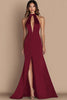 Load image into Gallery viewer, Black Halter Cut Out Mermaid Gala Dress with Slit