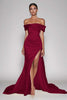 Load image into Gallery viewer, Champagne Off The Shoulder Satin Long Mermaid Formal Dress with Slit