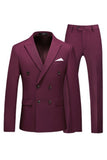 Hot Pink Double Breasted 2 Piece Prom Men Suits