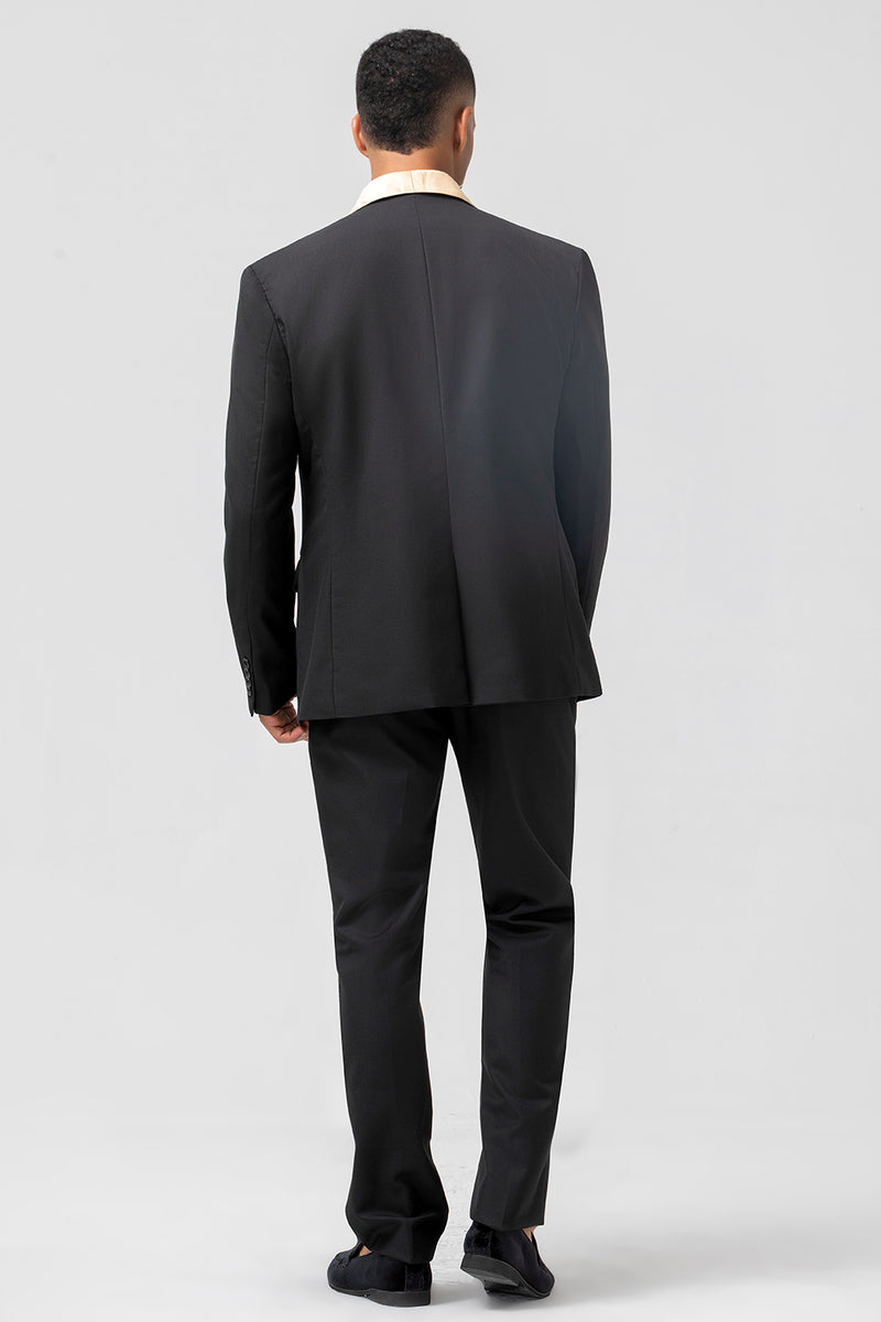 Load image into Gallery viewer, Black and Champagne 3 Pieces One Button Shawl Lapel Men&#39;s Suits