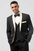 Load image into Gallery viewer, Black and Champagne 3 Pieces One Button Shawl Lapel Men&#39;s Suits