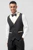 Load image into Gallery viewer, Black and Champagne 3 Pieces One Button Shawl Lapel Men&#39;s Suits