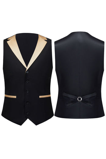 Black and Champagne 3 Pieces One Button Shawl Lapel Men's Suits