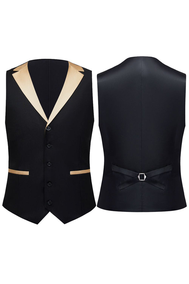 Load image into Gallery viewer, Black and Champagne 3 Pieces One Button Shawl Lapel Men&#39;s Suits