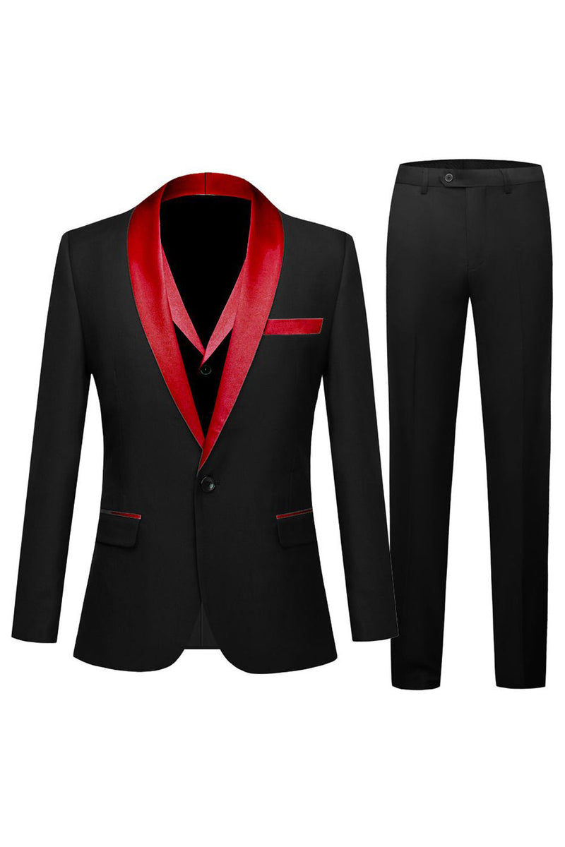 Load image into Gallery viewer, Black and Champagne 3 Pieces One Button Shawl Lapel Men&#39;s Suits