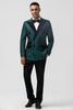 Load image into Gallery viewer, Dark Green Peak Lapel Jacquard 2 Pieces Single Breasted Men&#39;s Suits