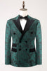 Load image into Gallery viewer, Dark Green Peak Lapel Jacquard 2 Pieces Single Breasted Men&#39;s Suits