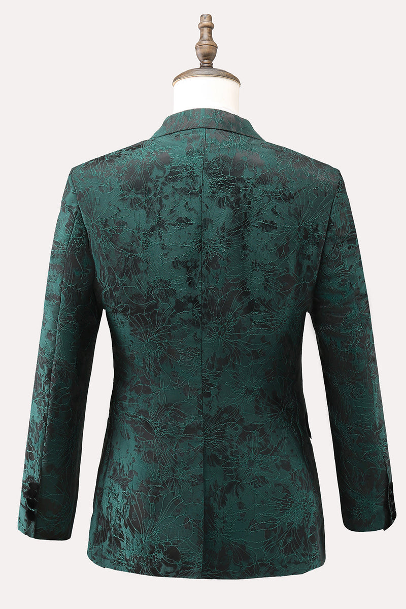 Load image into Gallery viewer, Dark Green Peak Lapel Jacquard 2 Pieces Single Breasted Men&#39;s Suits