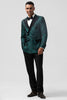 Load image into Gallery viewer, Dark Green Peak Lapel Jacquard 2 Pieces Single Breasted Men&#39;s Suits