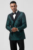 Load image into Gallery viewer, Dark Green Peak Lapel Jacquard 2 Pieces Single Breasted Men&#39;s Suits