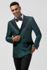 Load image into Gallery viewer, Dark Green Peak Lapel Jacquard 2 Pieces Single Breasted Men&#39;s Suits