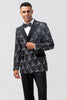 Load image into Gallery viewer, Single Breasted Peak Lapel 2 Pieces Black Jacquard Men&#39;s Suits