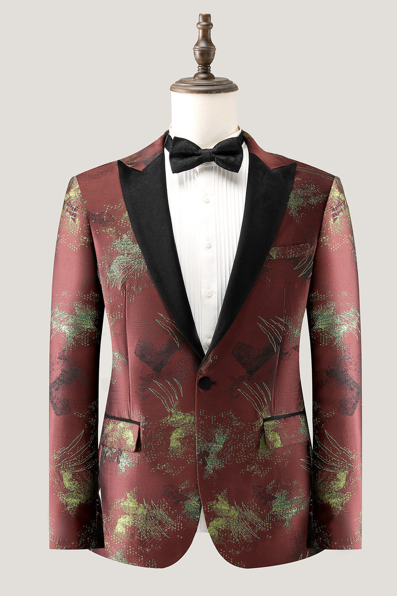 Load image into Gallery viewer, Brown Jacquard Peak Lapel 2 Pieces Men&#39;s Suits