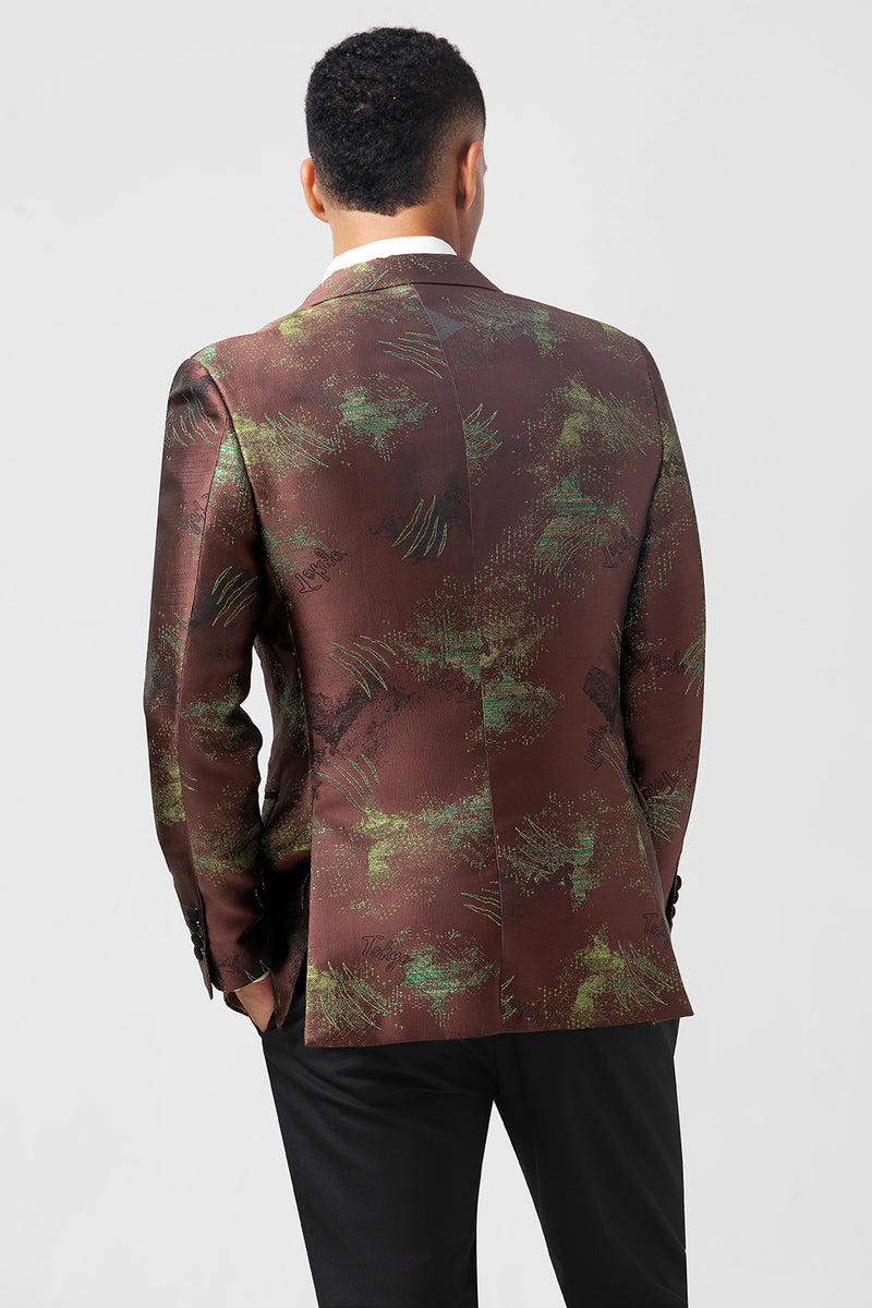 Load image into Gallery viewer, Brown Jacquard Peak Lapel 2 Pieces Men&#39;s Suits