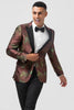 Load image into Gallery viewer, Brown Jacquard Peak Lapel 2 Pieces Men&#39;s Suits