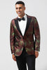 Load image into Gallery viewer, Brown Jacquard Peak Lapel 2 Pieces Men&#39;s Suits