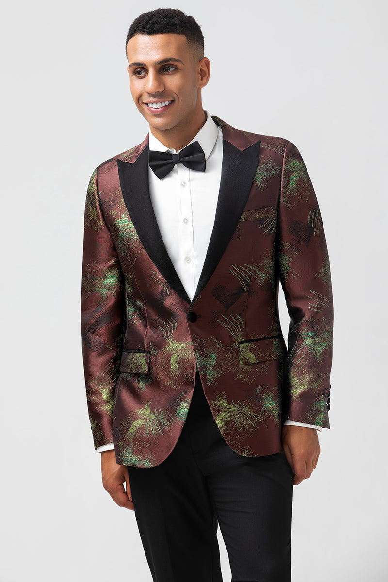 Load image into Gallery viewer, Brown Jacquard Peak Lapel 2 Pieces Men&#39;s Suits