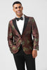 Load image into Gallery viewer, Brown Jacquard Peak Lapel 2 Pieces Men&#39;s Suits