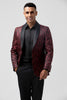 Load image into Gallery viewer, Red Shawl Lapel 2 Pieces Jacquard One Button Men&#39;s Suits