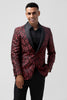 Load image into Gallery viewer, Red Shawl Lapel 2 Pieces Jacquard One Button Men&#39;s Suits