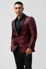 Load image into Gallery viewer, Red Shawl Lapel 2 Pieces Jacquard One Button Men&#39;s Suits