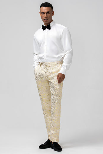 Sparkly Champagne Shawl Lapel Jacquard 2 Pieces Men's Suits