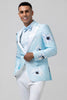 Load image into Gallery viewer, Light Blue Peak Lapel One Button Floral 2 Pieces Men&#39;s Suits