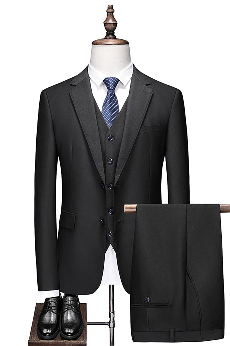 Load image into Gallery viewer, Black Notched Lapel Two Buttons Men&#39;s Wedding Suits