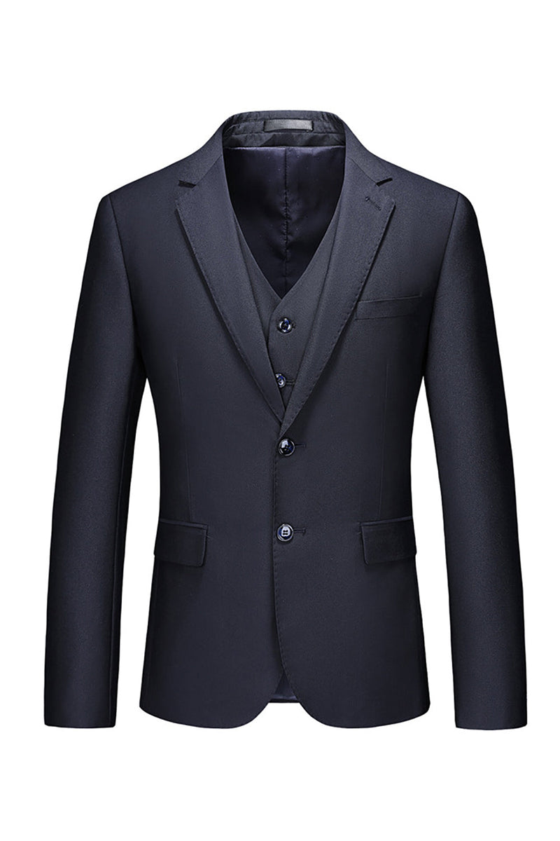 Load image into Gallery viewer, Black Notched Lapel Two Buttons Men&#39;s Wedding Suits