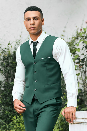 Dark Green Shawl Lapel One Button 3 Pieces Men's Wedding Suits