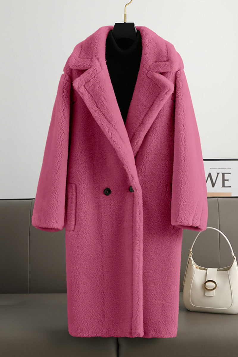 Load image into Gallery viewer, Brown Notched Lapel Long Teddy Wool coat