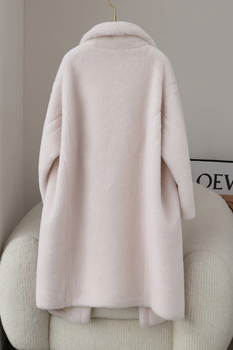 Load image into Gallery viewer, Brown Notched Lapel Long Teddy Wool coat