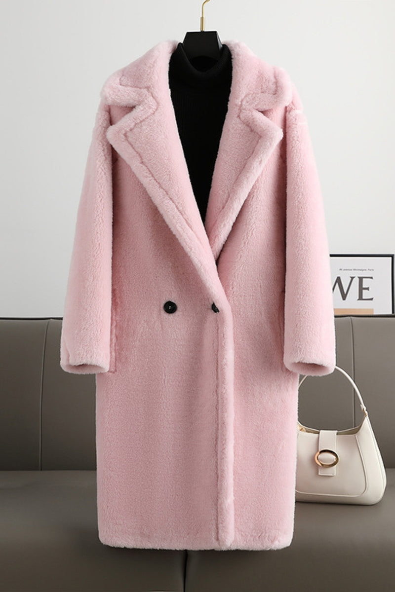 Load image into Gallery viewer, Brown Notched Lapel Long Teddy Wool coat