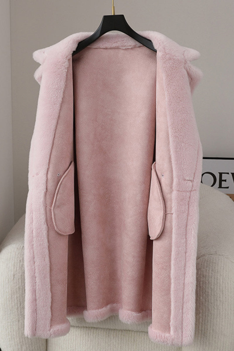 Load image into Gallery viewer, Brown Notched Lapel Long Teddy Wool coat