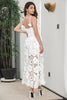 Load image into Gallery viewer, White Boho Flower Sheath Spaghetti Straps Long Graduation Dress with Lace