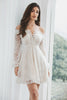 Load image into Gallery viewer, Off the Shoulder Lace Little White Dress with Long Sleeves