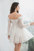 Load image into Gallery viewer, Off the Shoulder Lace Little White Dress with Long Sleeves