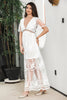 Load image into Gallery viewer, White Maxi Batwing Sleeves Formal Party Dress with Lace